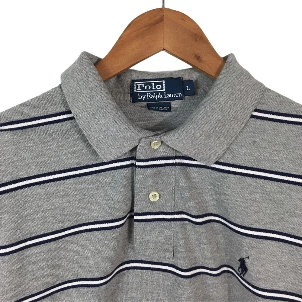 PO406 Men’s Polo Ralph Lauren Designer Striped Shirt L
